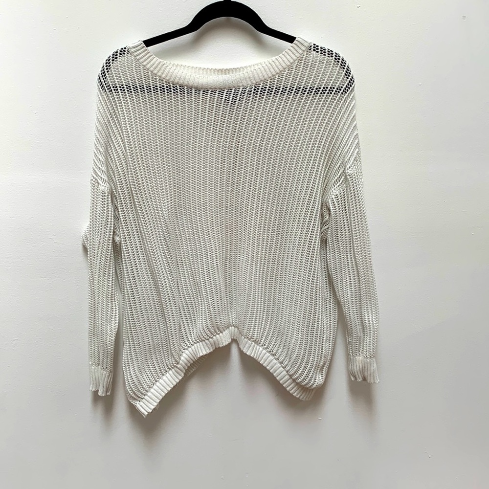 Bobeau white knitted open back sweater